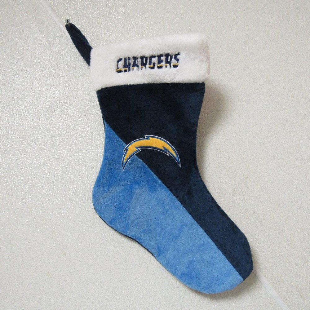 Embroidered NFL LA Chargers on 18" Lite Blue/Blue Basic Christmas Stocking